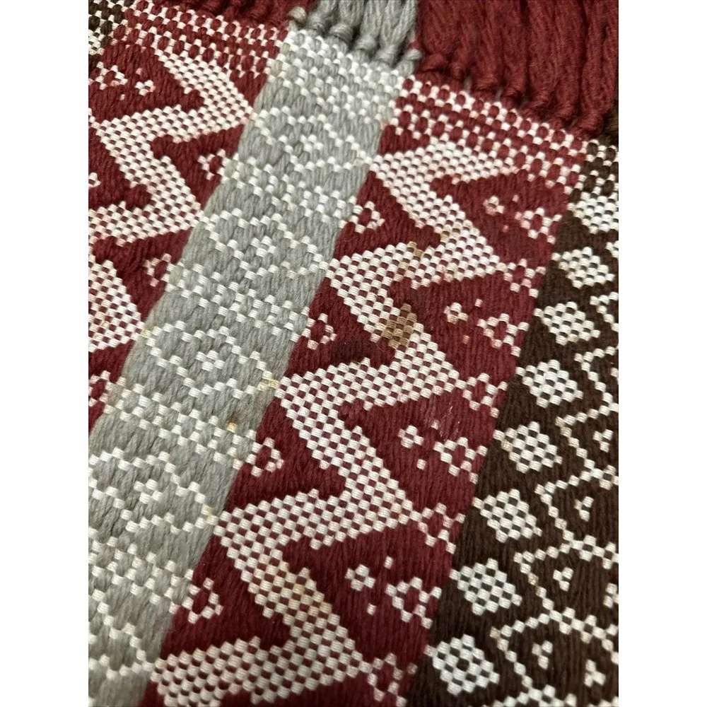 VTG Hand Loomed Kilim Rug Woven Wool Brown Maroon 25